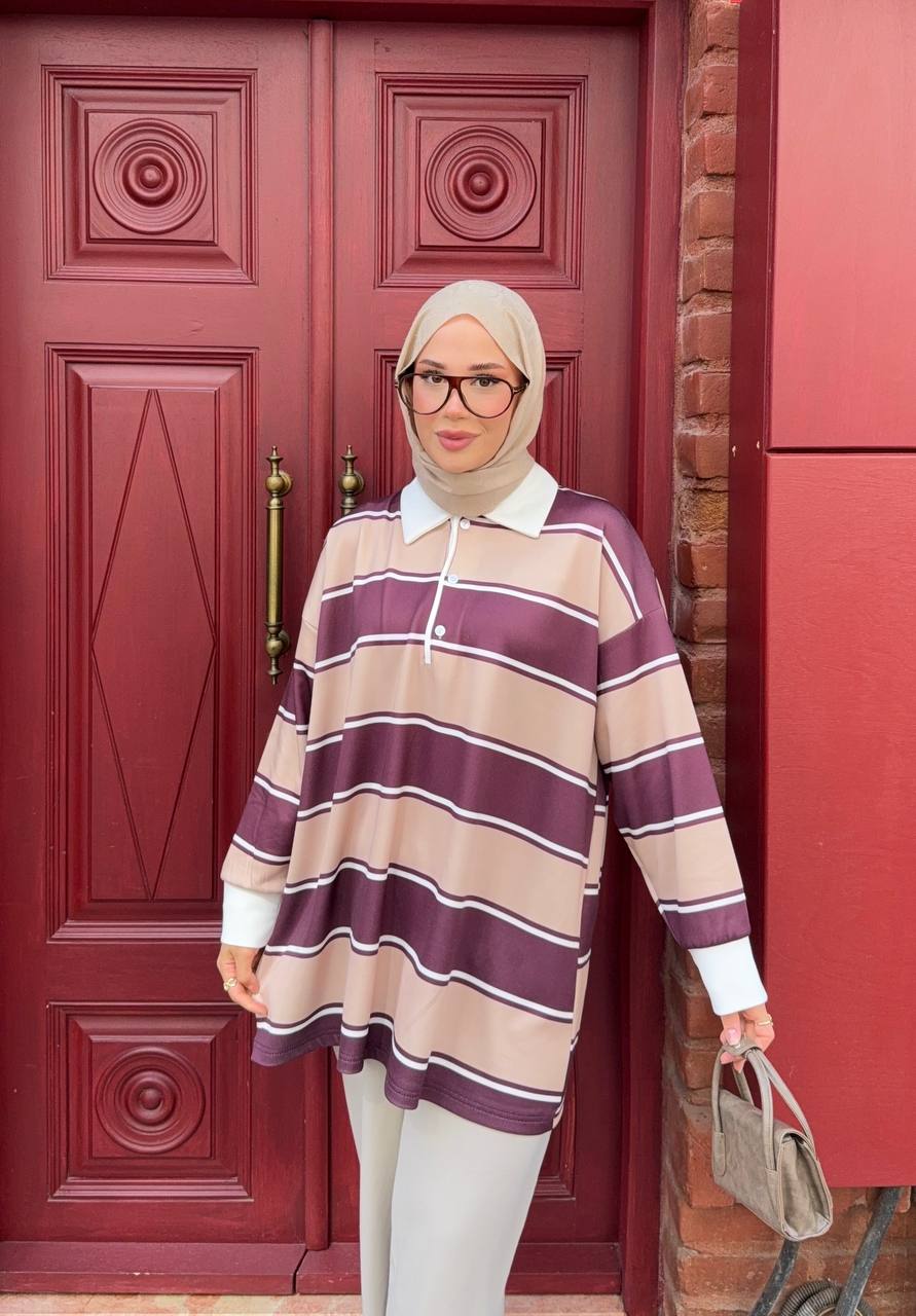 1029 Retro Çizgili Tunik