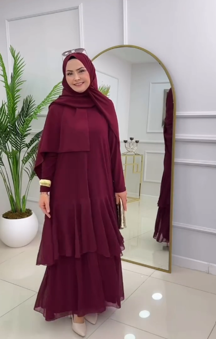 1205 Tül detaylı Aslım Elbise