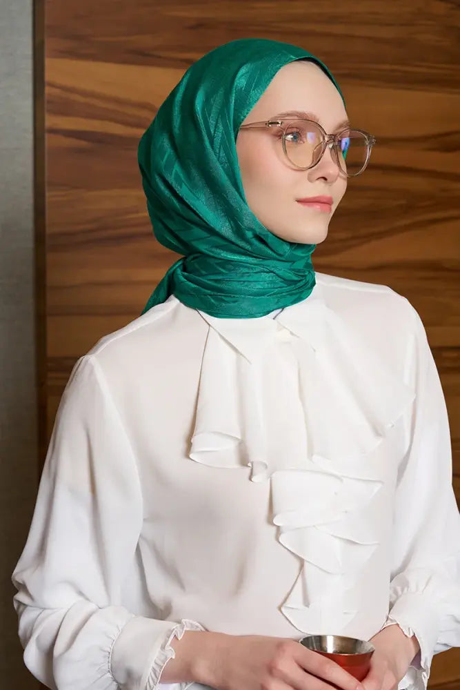 Silk Jacquard Shawl Chevron Pattern