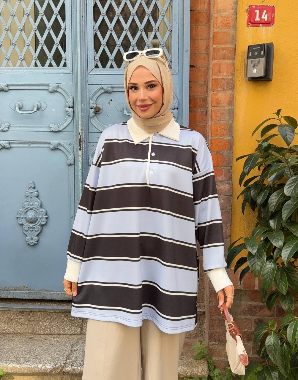 1029 Retro Çizgili Tunik