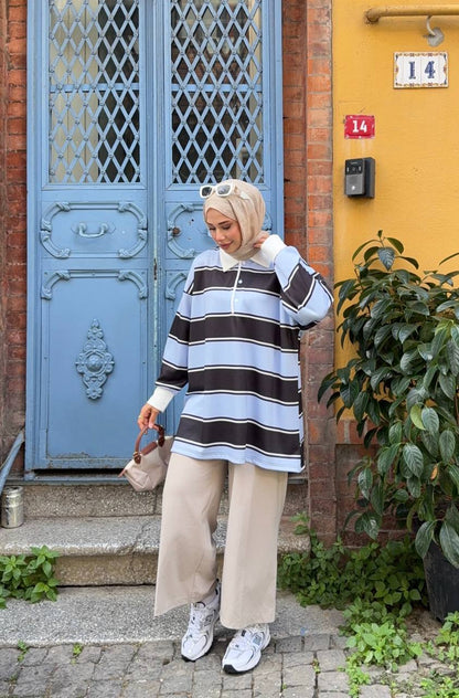1029 Retro Çizgili Tunik