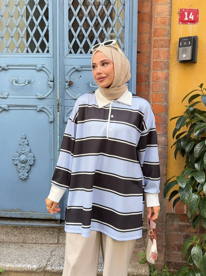 1029 Retro Çizgili Tunik