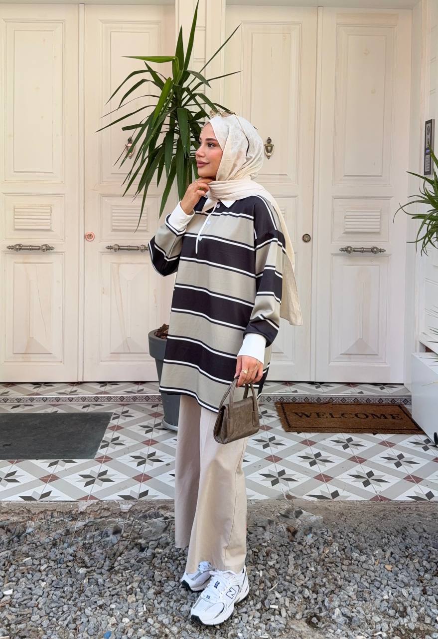 1029 Retro Çizgili Tunik