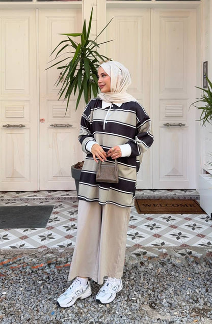 1029 Retro Çizgili Tunik