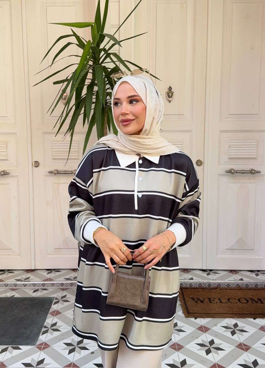 1029 Retro Çizgili Tunik