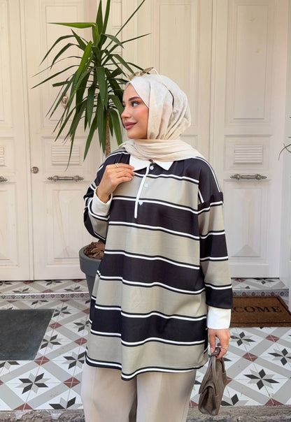 1029 Retro Çizgili Tunik