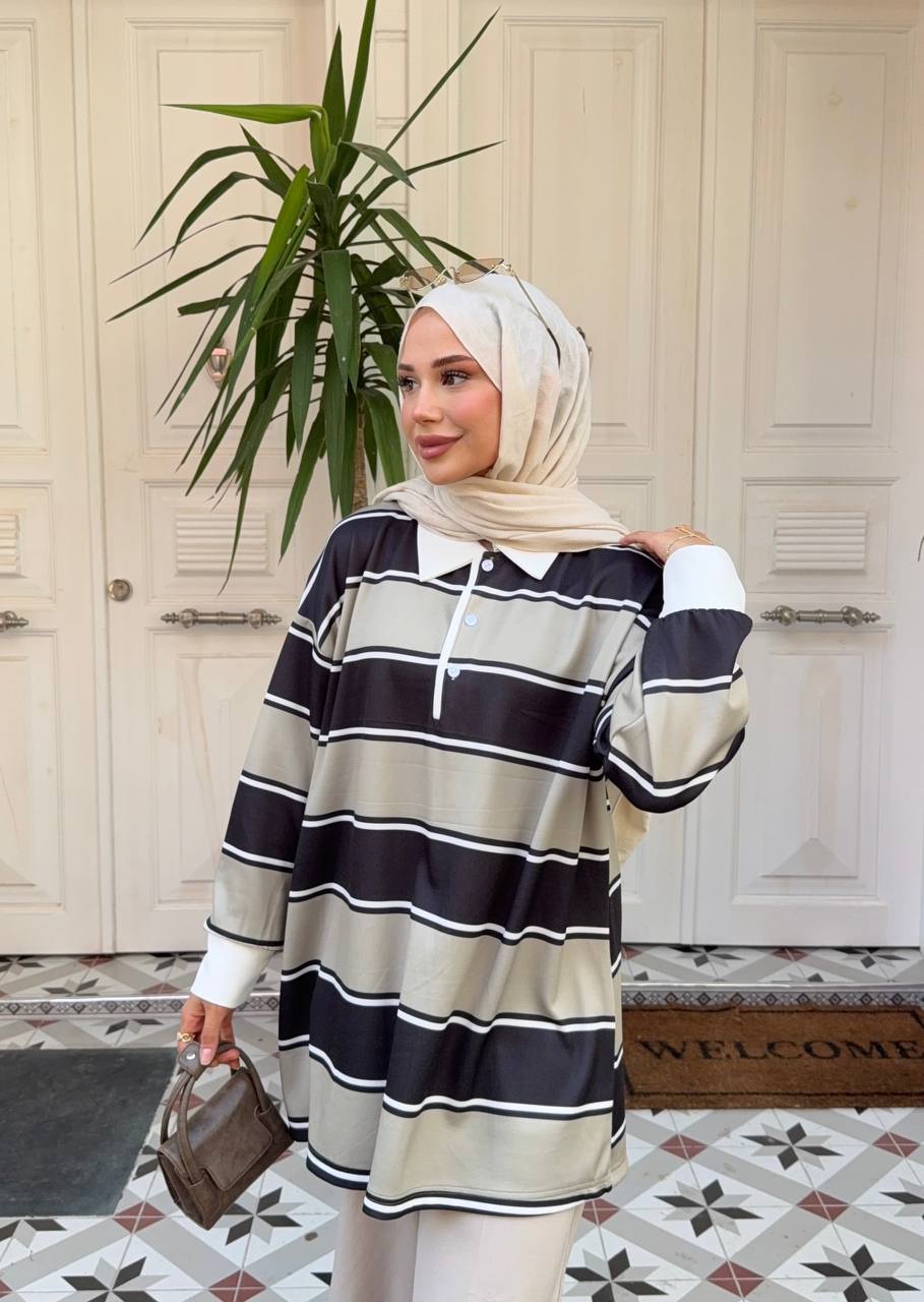 1029 Retro Çizgili Tunik