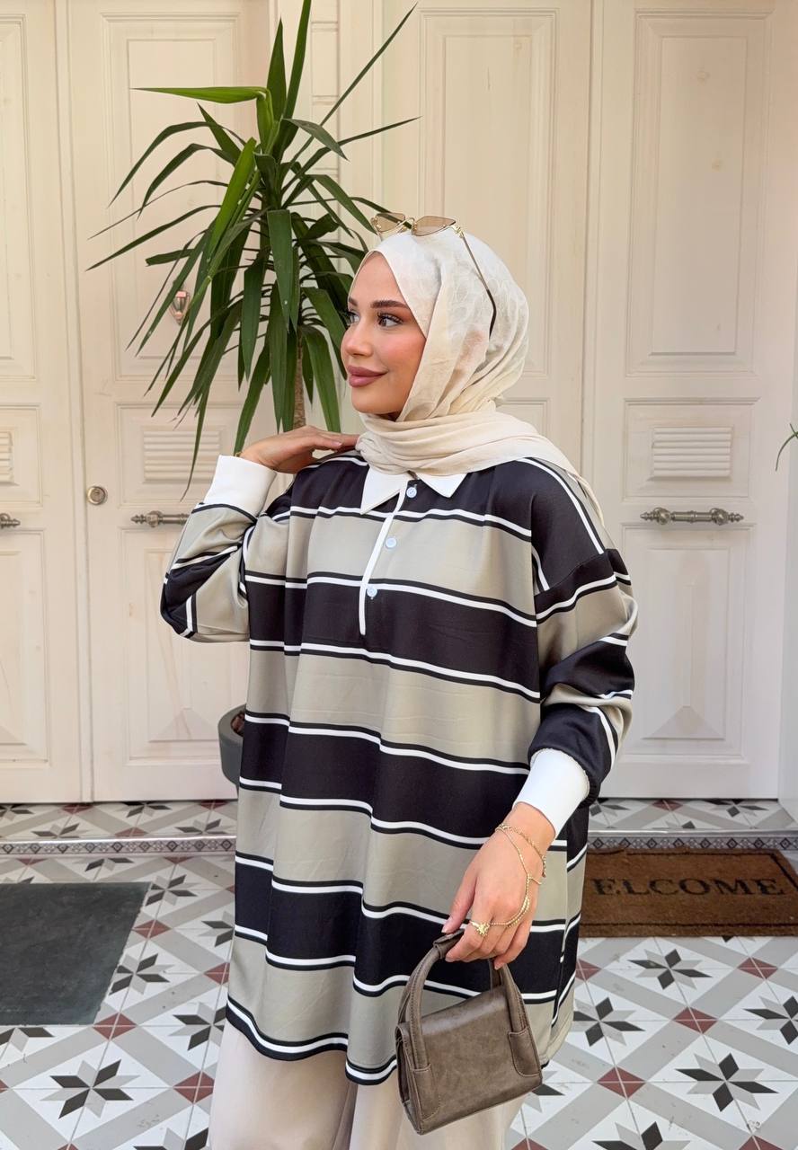 1029 Retro Çizgili Tunik