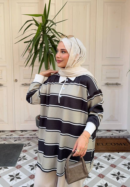 1029 Retro Çizgili Tunik