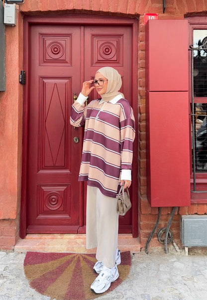 1029 Retro Çizgili Tunik