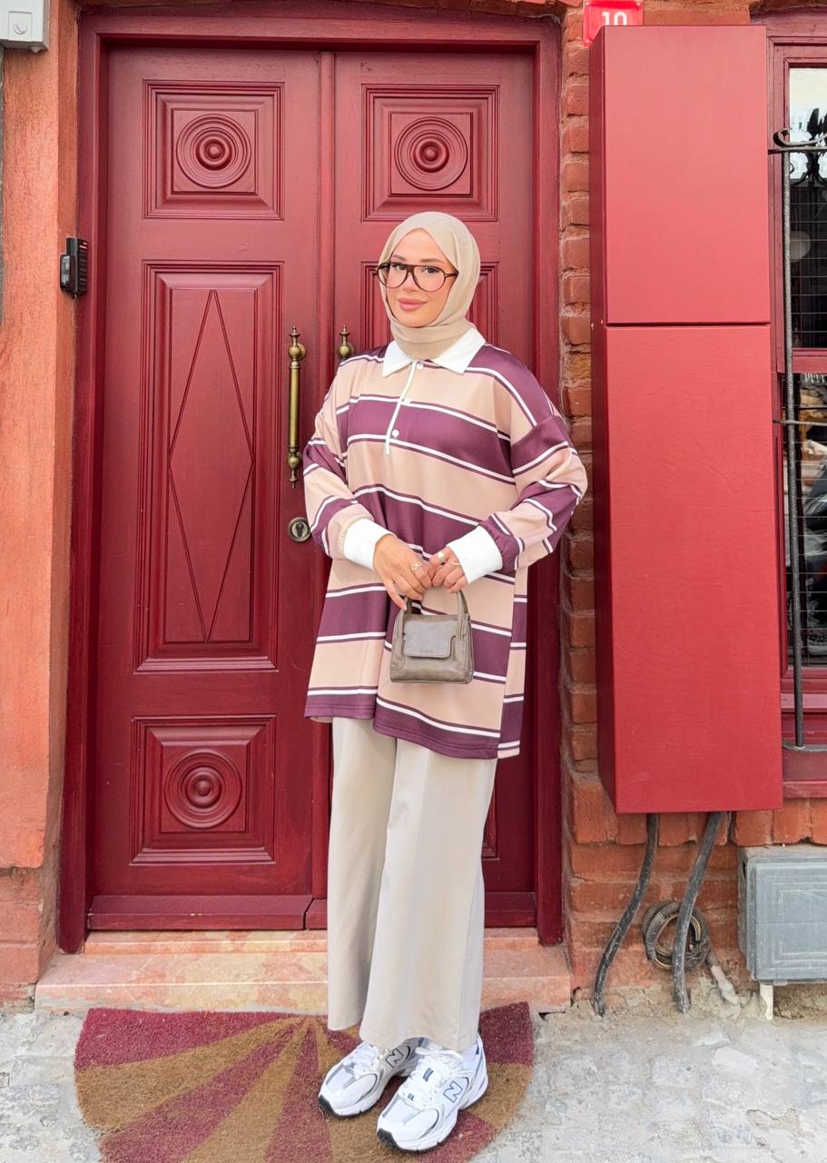 1029 Retro Çizgili Tunik