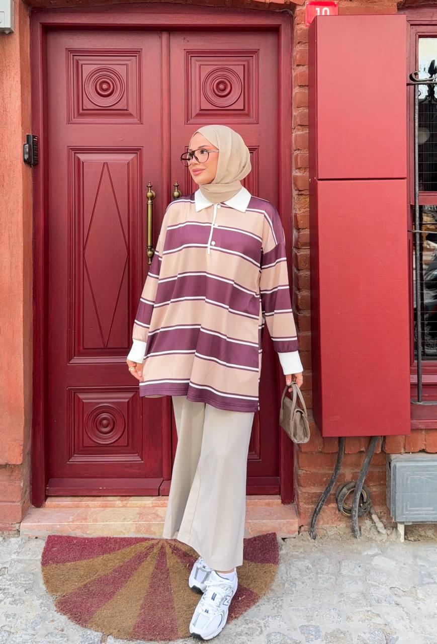 1029 Retro Çizgili Tunik